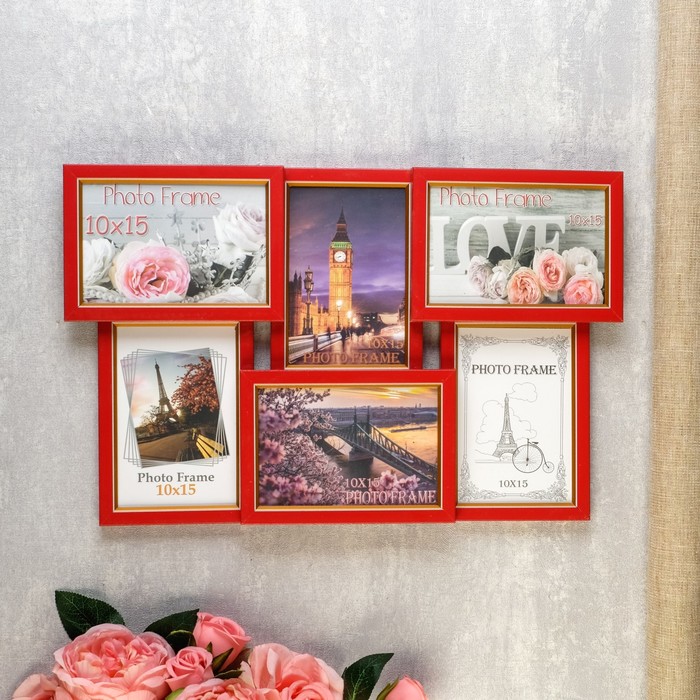 Фоторамка "Красная" 29х45 см на 6 фото 10х15 см