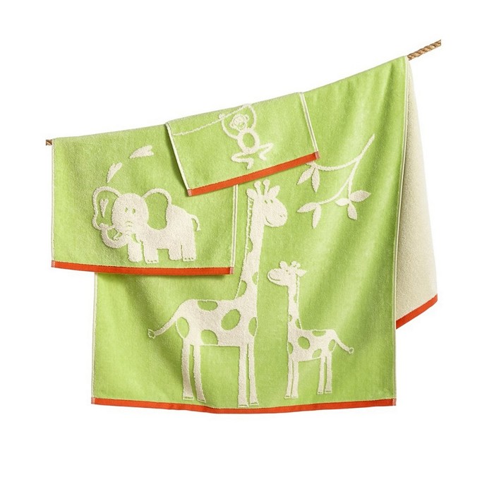 Полотенце Kassatex Jungle, размер 30,5х30,5 см, зеленый, махра