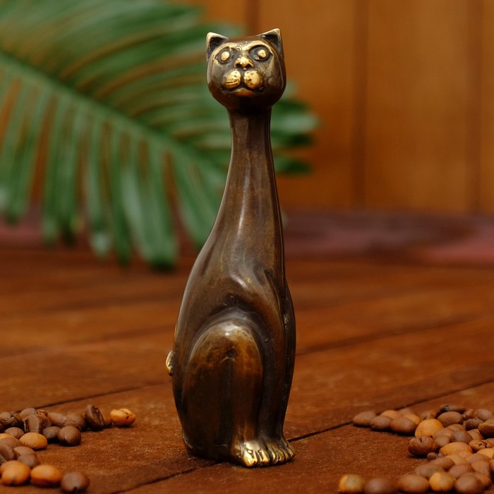 Сувенир бронза "Кошка с длинной шеей" 4х3,5х12,5 см