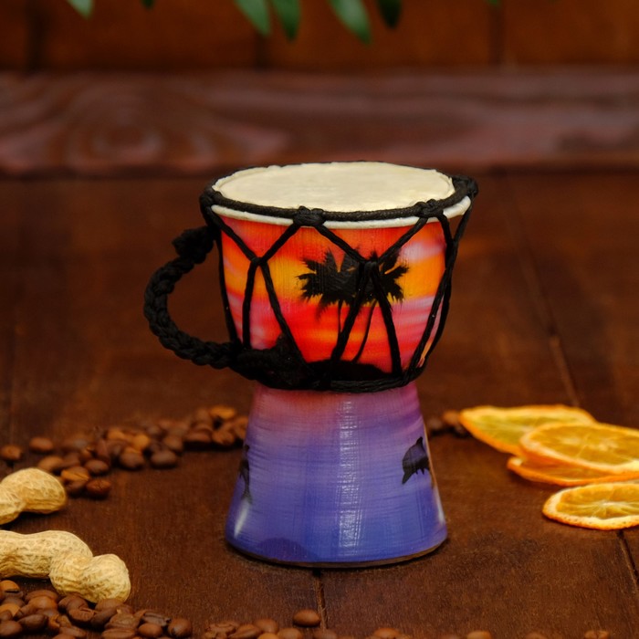 Музыкальный инструмент барабан джембе "Пейзаж" 12х9х9 см МИКС