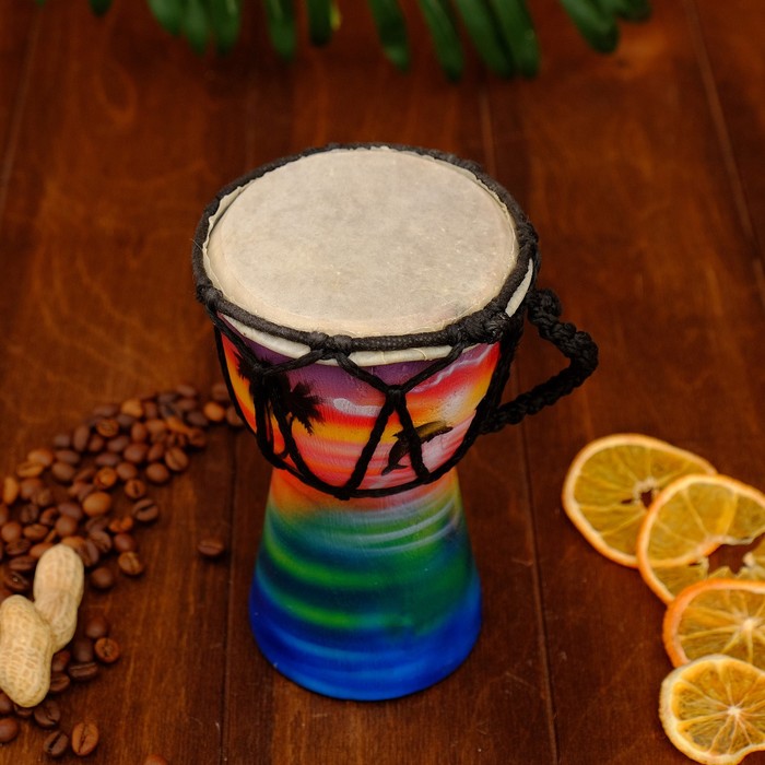 Музыкальный инструмент барабан джембе "Пейзаж" 15х10х10 см МИКС