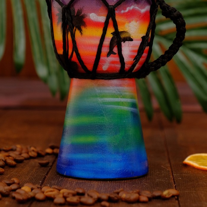 Музыкальный инструмент барабан джембе "Пейзаж" 15х10х10 см МИКС