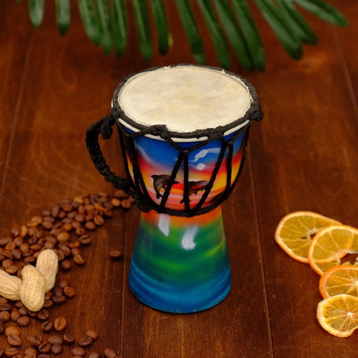 Музыкальный инструмент барабан джембе "Пейзаж" 15х10х10 см МИКС