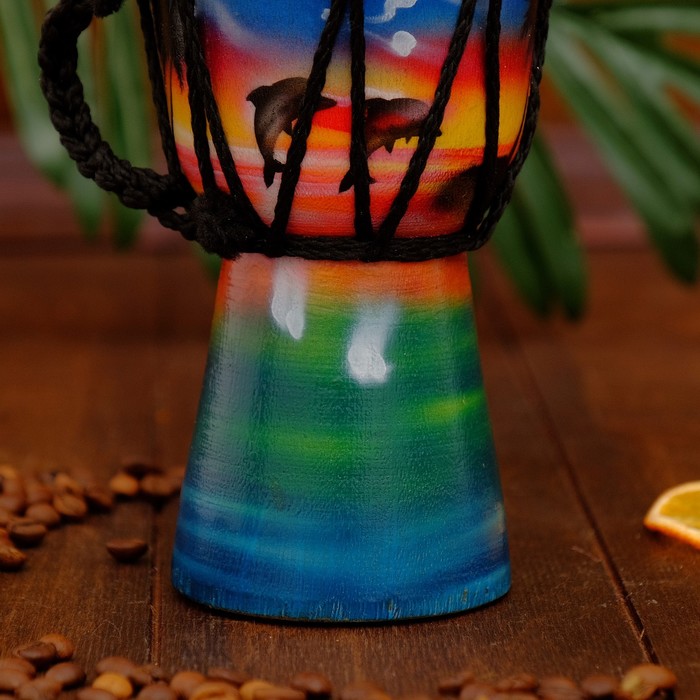 Музыкальный инструмент барабан джембе "Пейзаж" 15х10х10 см МИКС