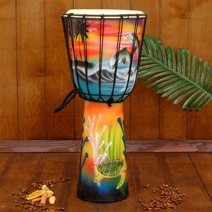 Музыкальный инструмент барабан джембе "Пейзаж" 50х23х23 см МИКС