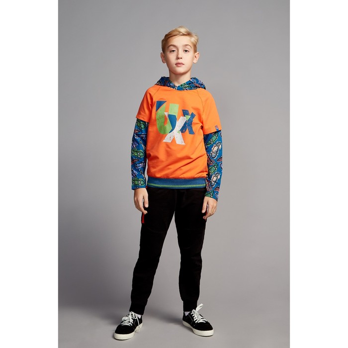 Толстовка для мальчика, рост 98 см, цвет оранжевый/скейты