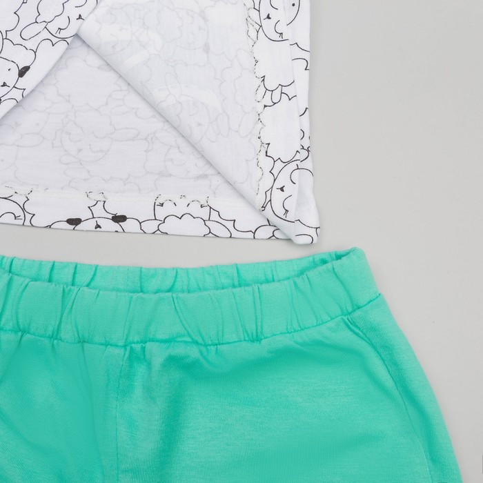 Пижама для девочки, рост 128 см, цвет овечки/бирюзовый