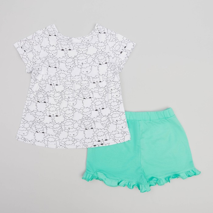 Пижама для девочки, рост 92 см, цвет овечки/бирюзовый