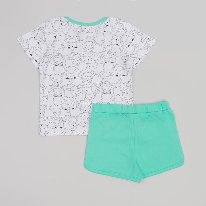 Пижама для девочки, рост 116 см, цвет овечки/бирюзовый