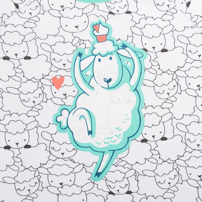 Пижама для девочки, рост 116 см, цвет овечки/бирюзовый