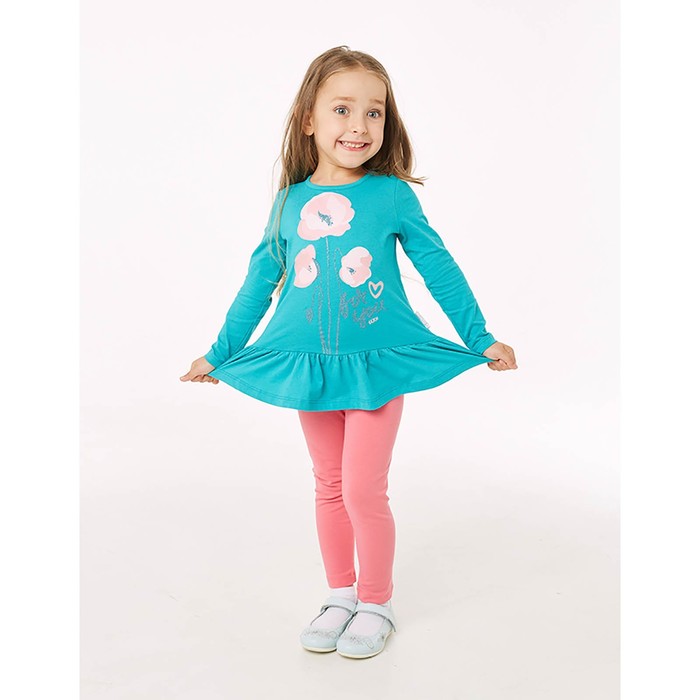 Туника для девочки, рост 152 см, цвет бирюзовый