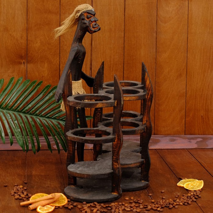 Сувенир подставка под бутылки "Абориген у бара" 45х35х22 см