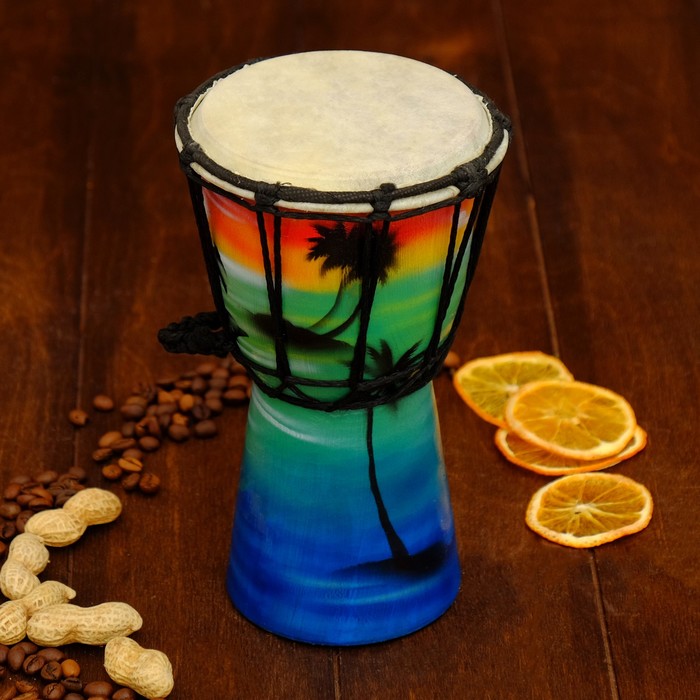 Музыкальный инструмент Барабан Джембе "Подводный мир" 20х12х12 см