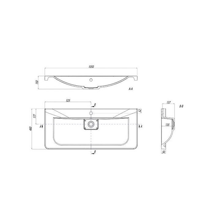 Раковина Акватон Шерилл, ширина 105 см, цвет белый
