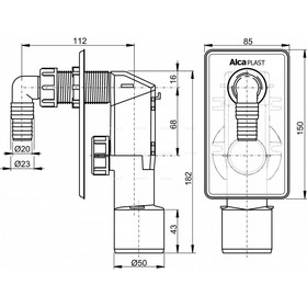 Сифон Alcaplast APS3, для стиральной машины, под штукатурку, хром от Сима-ленд