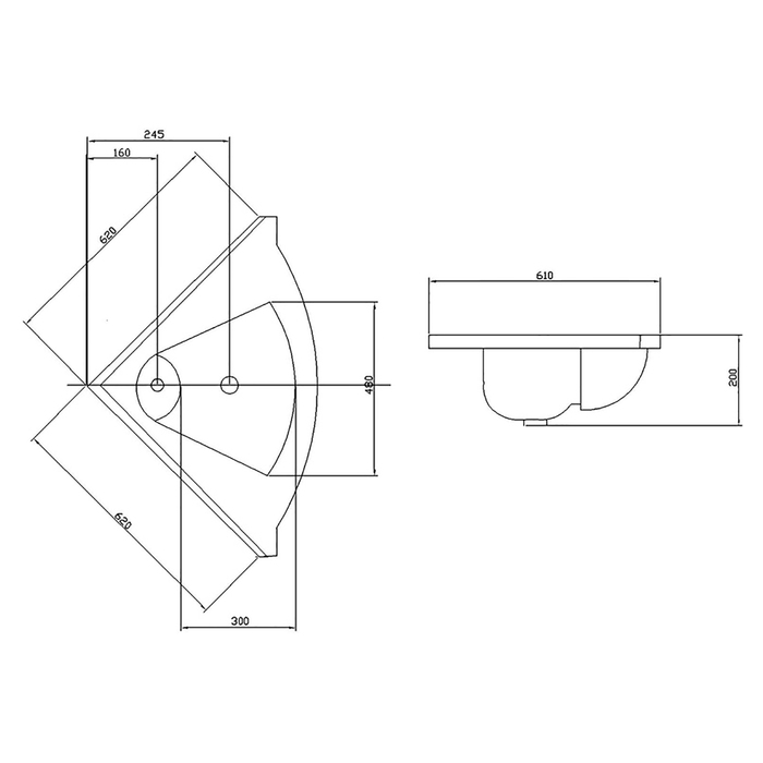 Раковина Акватон СЕРГЕЙ, ширина 62 см, цвет белый