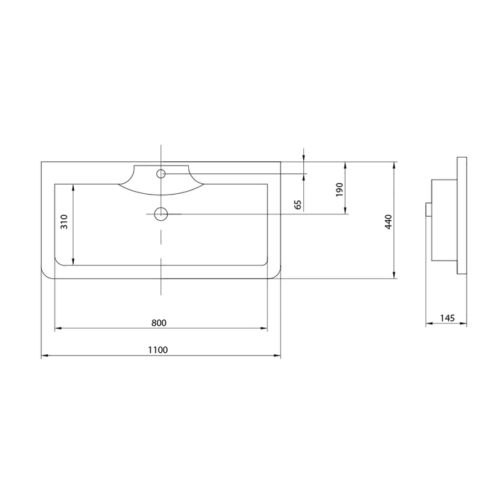 Раковина Акватон СИЕНА, ширина 110 см, цвет белый