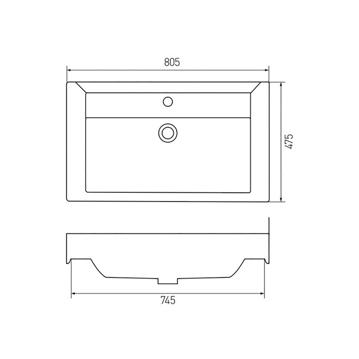 Раковина Акватон ТИГОДА, ширина 80 см