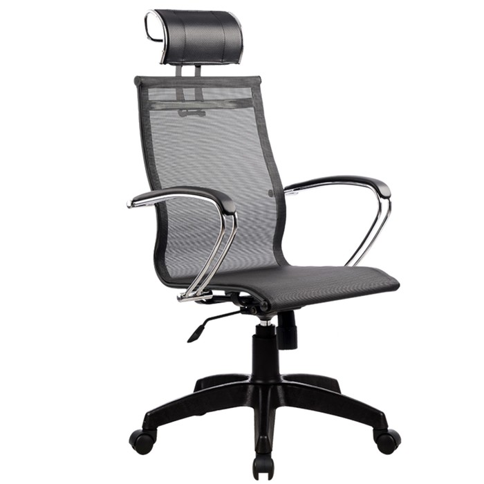 Кресло SkyLine S-2 (K,Pl), с подголовником, чёрное