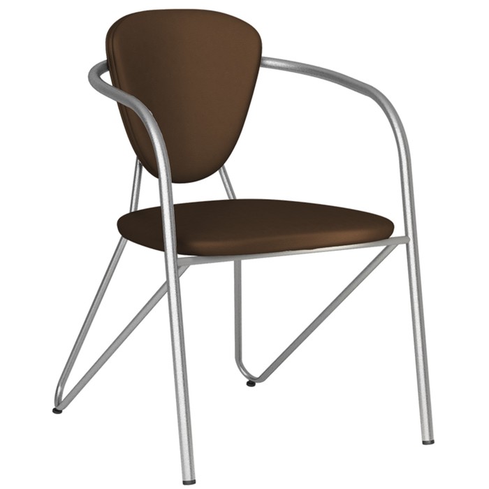 Стул Э-1 металлик/экокожа, коричневый