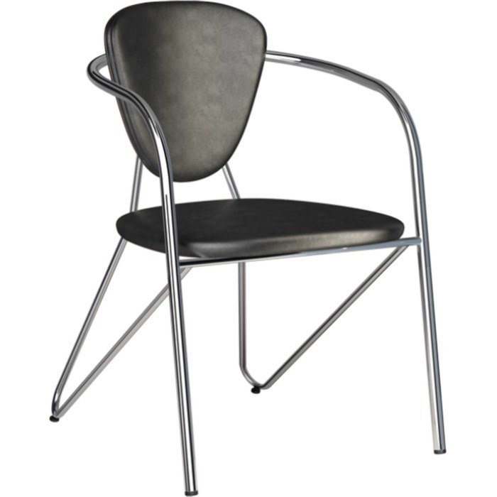 Стул Э-1 хром/искусственная кожа, чёрный