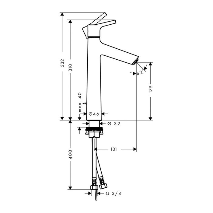 фото Смеситель для раковины hansgrohe тalis s new 72031000, 190 мм, с донным клапаном