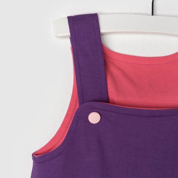 Комплект для девочки(сарафан,футболка,ободок), рост 92, цвет слива КЛ-24_М