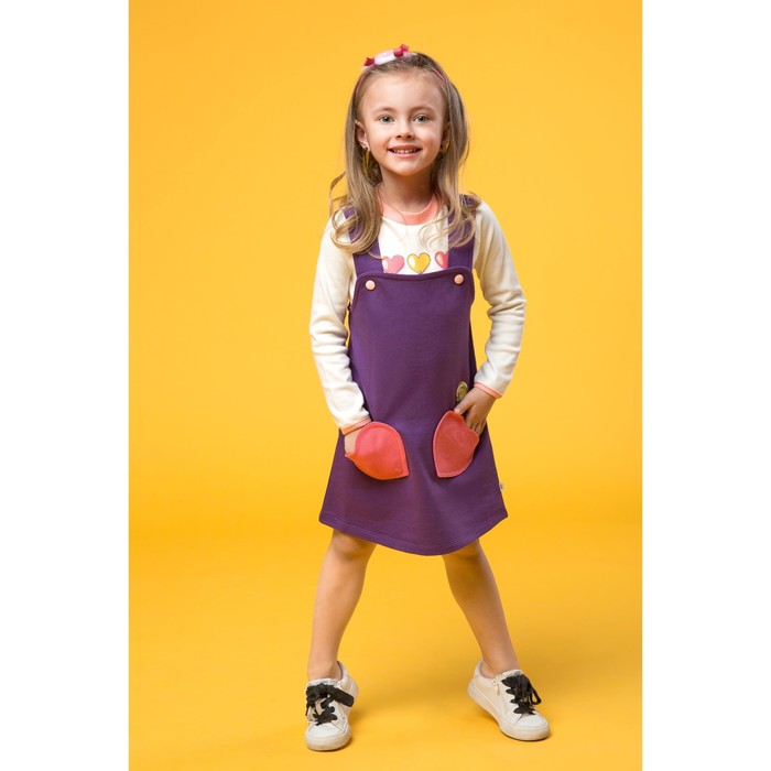 Комплект для девочки(сарафан,футболка,ободок), рост 110, цвет слива КЛ-24