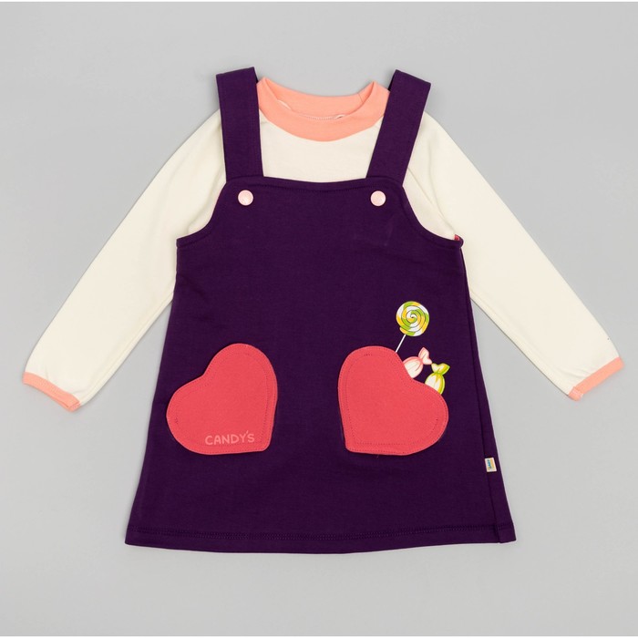 Комплект для девочки(сарафан,футболка,ободок), рост 110, цвет слива КЛ-24