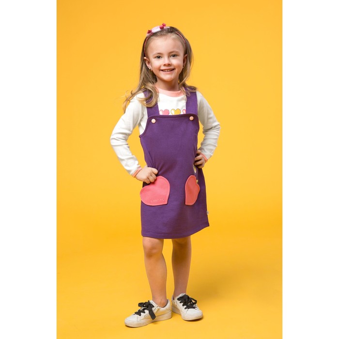 Комплект для девочки(сарафан,футболка,ободок), рост 116, цвет слива КЛ-24