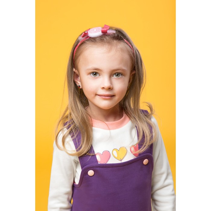 Комплект для девочки(сарафан,футболка,ободок), рост 116, цвет слива КЛ-24