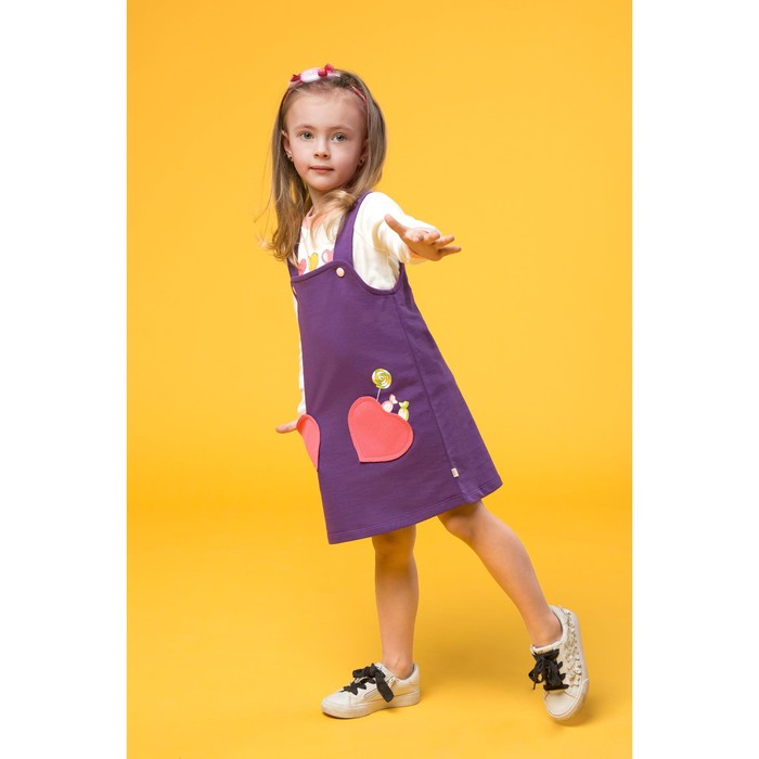 Комплект для девочки(сарафан,футболка,ободок), рост 122, цвет слива КЛ-24