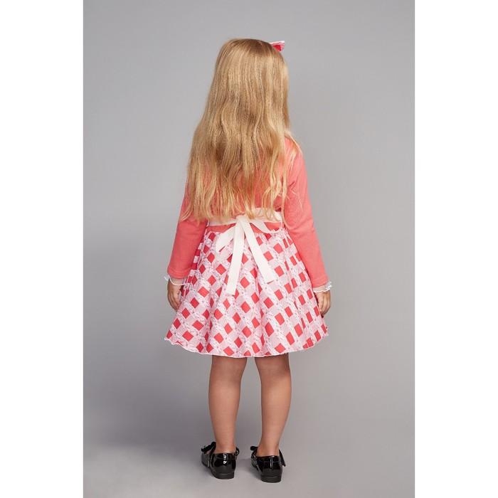 Комплект для девочки(жакет,платье,повязка), рост 98, цвет бежевый/каралловый КЛ-25