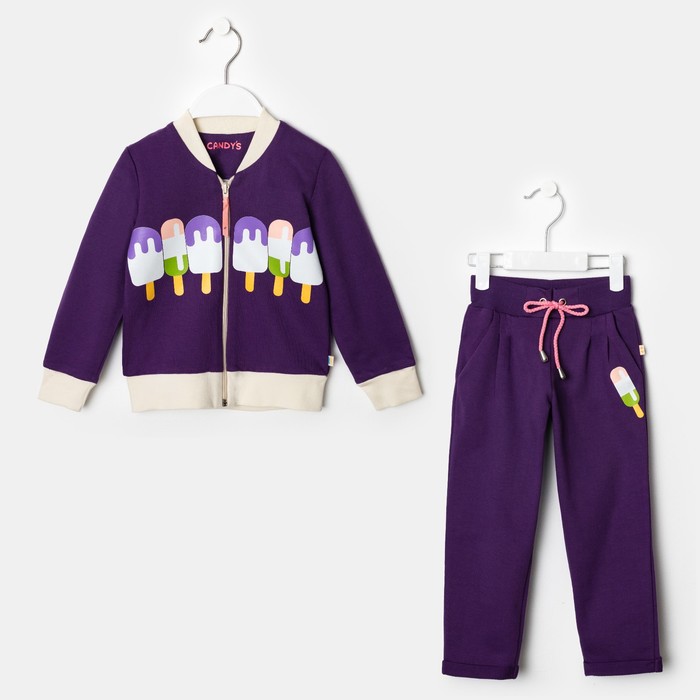Костюм для девочки(толстовка,брюки), рост 110, цвет слива КЛ-26