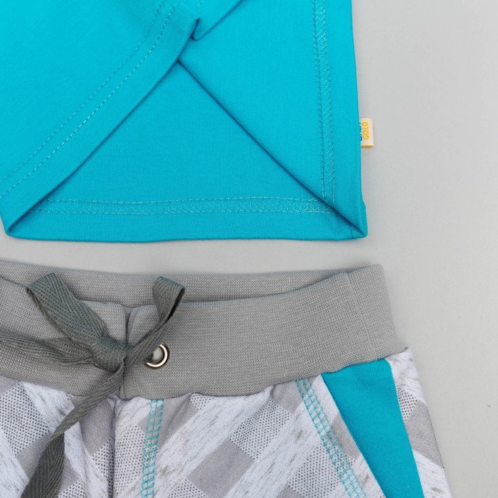 Костюм для мальчика(пиджак,футболка,брюки), рост 116, цвет серый/бирюзовый КЛ-28