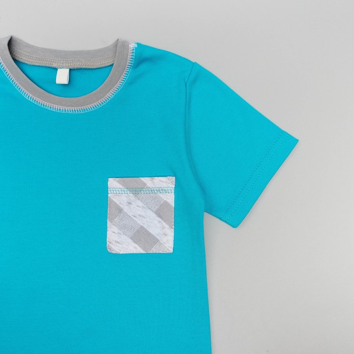 Костюм для мальчика(пиджак,футболка,брюки), рост 122, цвет серый/бирюзовый КЛ-28