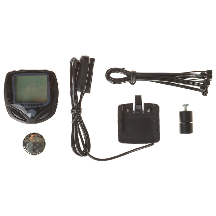 Велокомпьютер 14 функций, проводной, чёрный