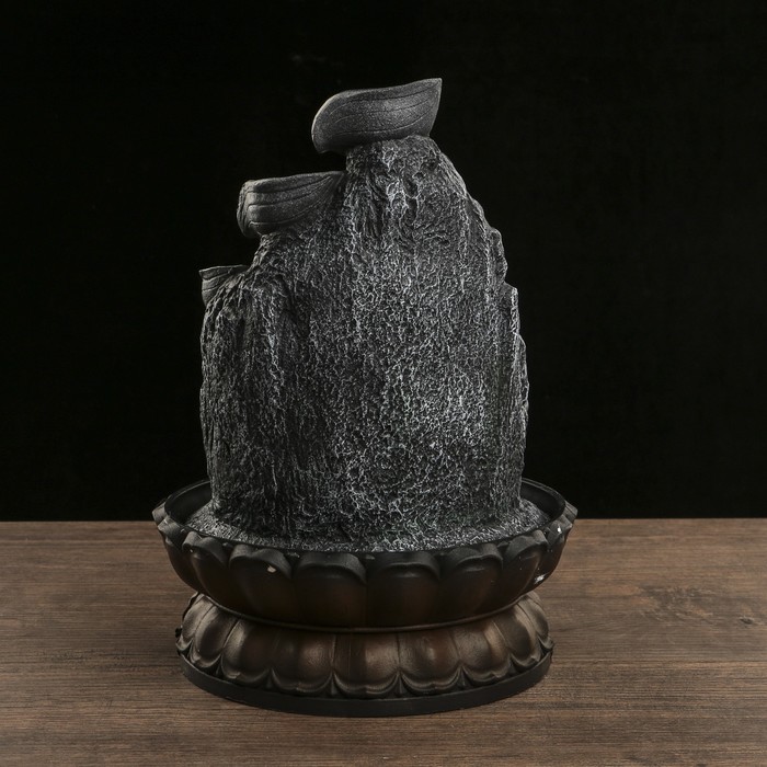 Фонтан настольный полистоун 220В "Хотей у скалы со слитками золота" 30х20,5х20,5 см