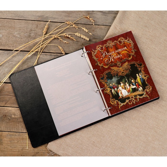 Родословная книга "Найс" чёрная 25×31,5×6 см, 108 листов, натур. кожа