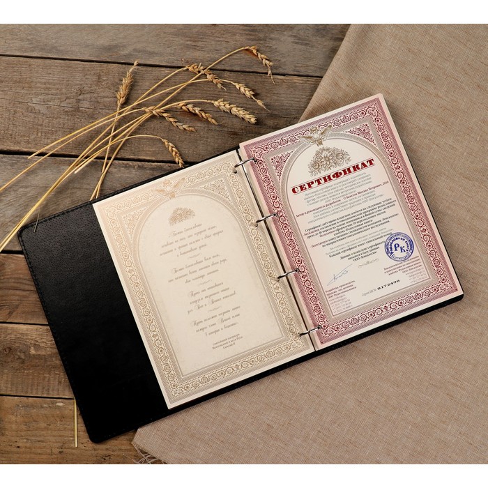 Родословная книга "Найс" чёрная 25×31,5×6 см, 108 листов, натур. кожа