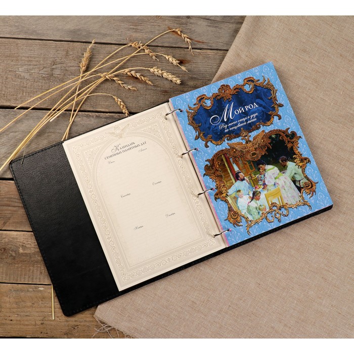 Родословная книга "Найс" чёрная 25×31,5×6 см, 108 листов, натур. кожа
