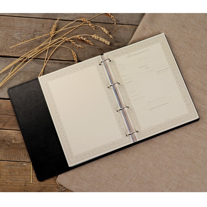 Родословная книга "Найс" чёрная 25×31,5×6 см, 108 листов, натур. кожа