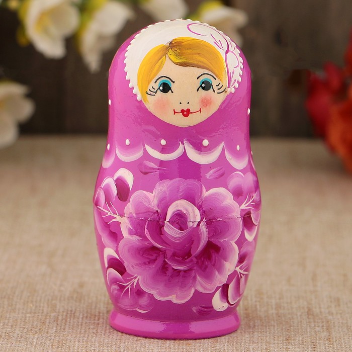 Матрёшка «Роза», фиолетовое платье, 5 кукольная, 10 см
