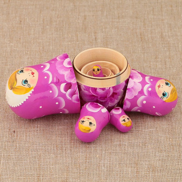 Матрёшка «Роза», фиолетовое платье, 5 кукольная, 10 см