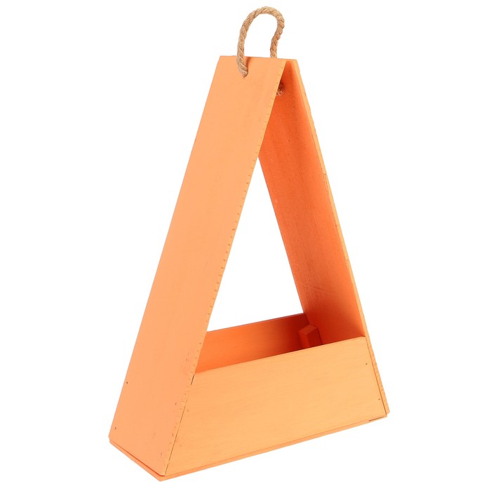 Кашпо флористическое "Домик", ручка- шнур, оранжевое, 26х13х36см