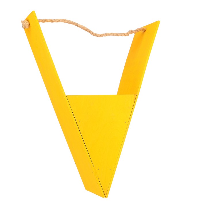 Кашпо флористическое "Треугольник", ручка-шнур, жёлтое, 27х35х10см