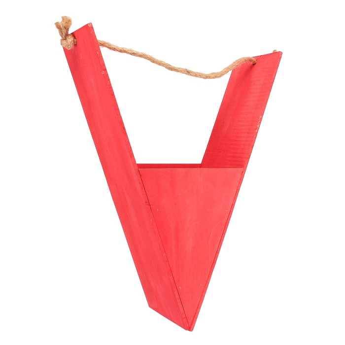 Кашпо флористическое "Треугольник", ручка-шнур, красное, 27х35х10см