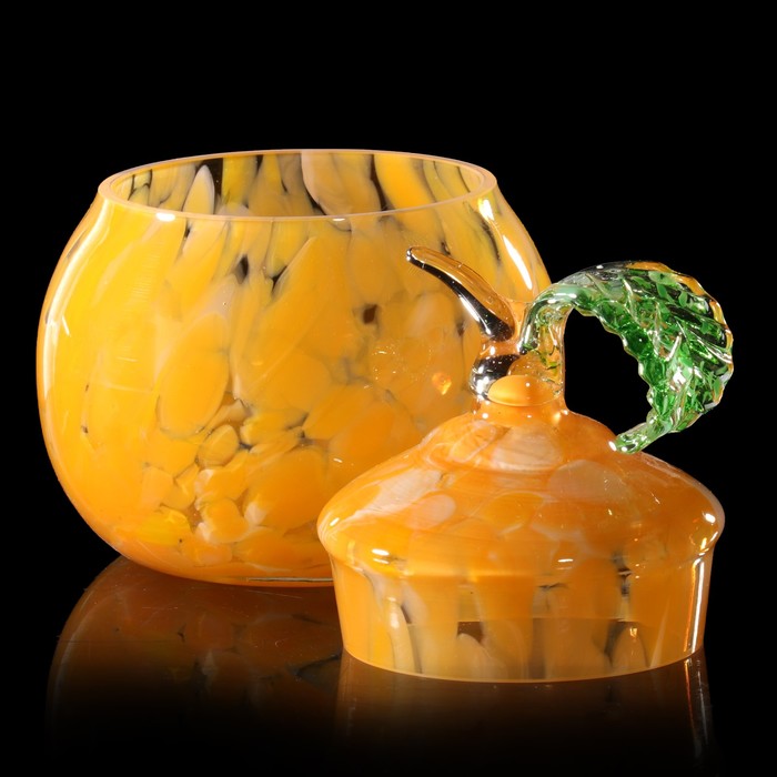 Шкатулка стекло ларчик "Яблоко" желтый 12х10х10 см