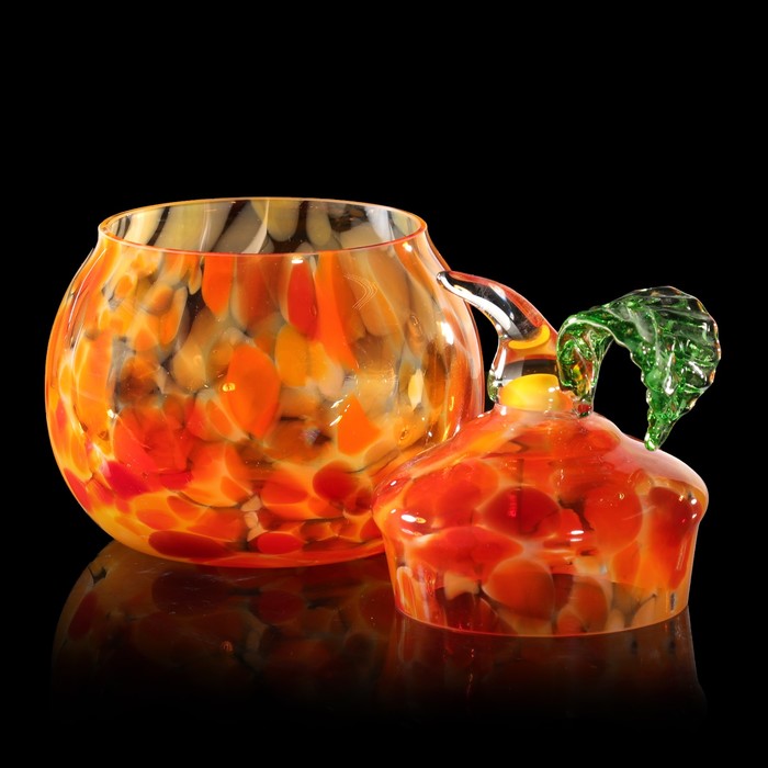 Шкатулка стекло ларчик "Яблоко" красно-желтый 12х10х10 см