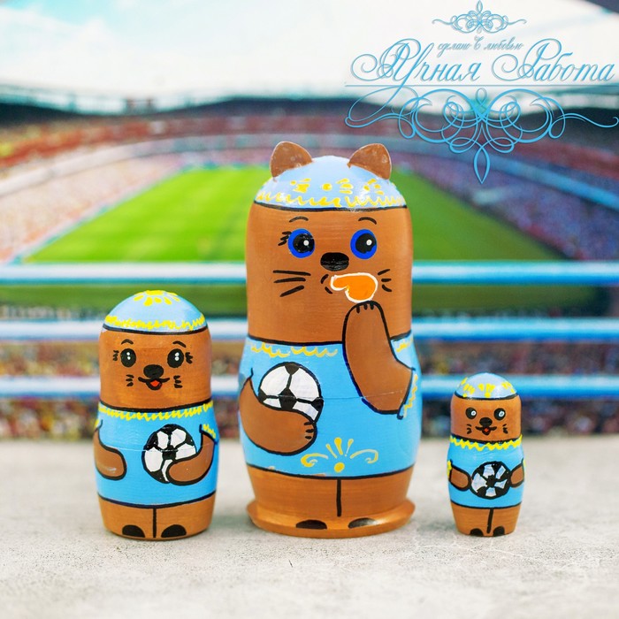 Матрешка 3 кукольная "Кот. Казань" 11 см